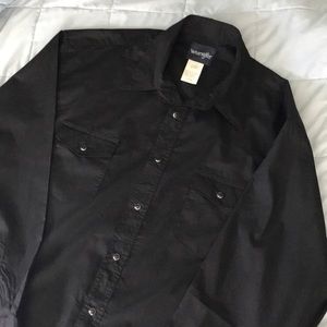 Wrangler Black Western Shirt XL, Rockabilly